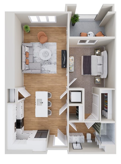 Floor plan for 1 bed, 1 bath, 796 sqft